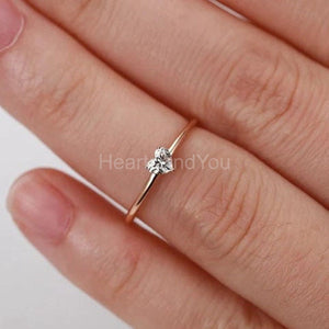 0.2ct Heart Cut Simulated Diamond Minimalist Solitaire Ring 14k Rose Gold Plated