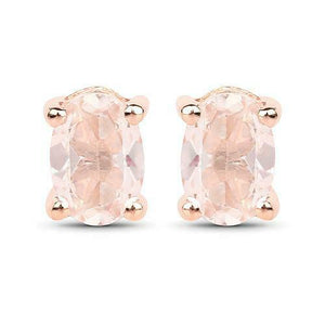 1ct Oval Cut Peach Morganite Solitaire Stud Earrings Women 14k Rose Gold Finish