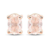 1ct Oval Cut Peach Morganite Solitaire Stud Earrings Women 14k Rose Gold Finish