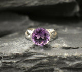 1.2ct Engagement Ring Round Cut Purple Amethyst Infinity 14k White Gold Finish