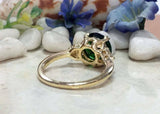 2ct Engagement Ring Round Cut Emerald Round Diamond Petite 14k YellowGold Finish