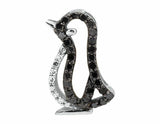 0.3ct Round Cut Black & White Diamond Penguin Pendant 14k White Gold Finish