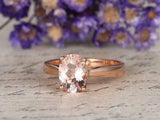 1ct Oval Cut Peach Morganite Engagement Ring 14k RoseGold Finish Solitaire Women