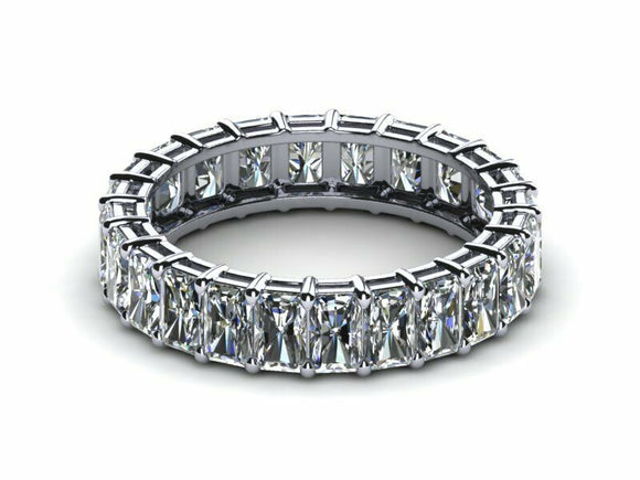 4ct Emerald Diamond Eternity Anniversary Wedding Ring Band 14k White Gold Finish