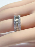 5Ct Emerald Cut Diamond Wide Gatsby Eternity Wedding Band 14K White Gold Finish