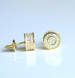 3Ct Round Cut Diamond Iced Hip Hop Circular Stud Earrings 14K Yellow Gold Finish