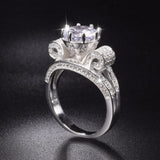 2ct Round Cut Diamond Engagement Ring 14k White Gold Finish Lotus Flower Design