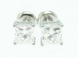 0.3ct Princess Cut VVS1D Diamond Solitaire Stud Earrings 14k White Gold Finish