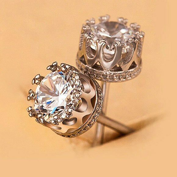 2ct Round Cut VVS1D Diamond Crown for Women Stud Earrings 14k Rose Gold Finish