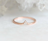 Minimalist Wedding Ring Band 1ct Round Cut VVS1D Diamond 14k Rose Gold Finish