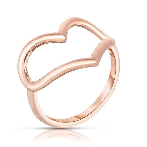 Open Heart Women Engagement Ring 14k Rose Gold Finish