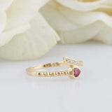 1ct Heart Cut Pink Ruby Engagement Ring Bypass Solitaire 14k Yellow Gold Finish