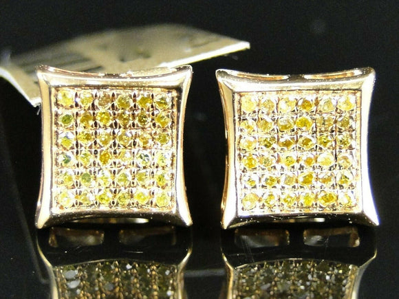 0.75ct Round Yellow Sapphire Square Cluster Stud Earrings 14k Yellow Gold Finish