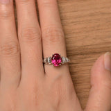 1.3ct Oval Cut Pink Ruby Fancy Solitaire Engagement Ring 14k White Gold Finish