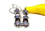 1ct Drop Earrings Round Cut Blue Tanzanite Women Sandal 14k White Gold Finish