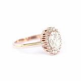 1.6ct Oval Cut Diamond Engagement Ring Halo Vintage Solitaire 14k Rose Gold Over