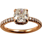 4Ct Cushion Cut Diamond Accent Hidden Halo Engagement Ring 14K Rose Gold Finish