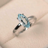 1ct Marquise Cut Blue Aquamarine Engagement Ring Solitaire 14k White Gold Finish