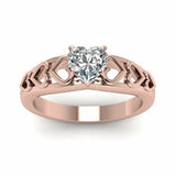 1ct Heart Cut Diamond Love Accent Solitaire Engagement Ring 14k Rose Gold Finish