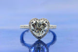 2ct Heart Cut Diamond Halo Bridal Set Band Engagement Ring 14k White Gold Finish