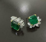 2.6ct Stud Earrings Princess Cut Green Emerald Cocktail 14k White Gold Finish