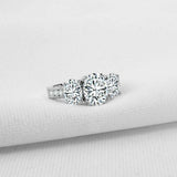 3.6ct Oval Diamond Engagement Ring Milgrain Accent Trilogy 14k White Gold Finish