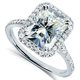 2.1Ct Radiant Cut Diamond Halo Solitaire Engagement Ring 14K White Gold Finish