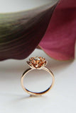 0.25ct Round Cut VVS1D Diamond Engagement Ring Lotus Flower 14k Rose Gold Finish