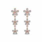 1ct Round Cut VVS1 Diamond Flower Drop Earring Women 14k White Rose Gold Finish