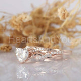 1.5ct Heart Cut Simulated Diamond Bridal Set Infinity Band 14k Rose Gold Plated