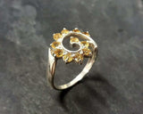 1.5ct Engagement Ring Round Cut Yellow Citrine Swirl Twist 14k White Gold Finish