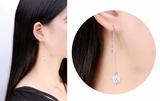 2ct Round Cut Diamond Elegant Long Chain Dangle Earrings 14k White Gold Finish