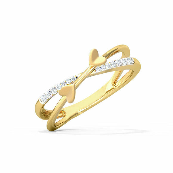 1ct Engagement Ring Round Cut Diamond Hearts Split Shank 14k Yellow Gold Finish