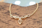 0.4ct Diamond Pendant Chain Round Cut Brilliant Leaf Petal 14k Yellow Gold Over