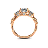 2ct Princess Cut Diamond Engagement Ring 14k Rose Gold Finish Three Stone Flower