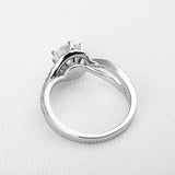 1.8ct Round Cut Diamond Engagement Ring Halo Split Shank 14k White Gold Finish