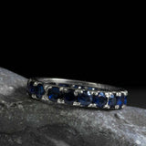 2.5ct Wedding Band Round Cut Blue Sapphire Full Eternity 14k White Gold Finish