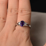 1ct Oval Cut Purple Amethyst Trilogy Wedding Engagement Ring 18k White Gold Over