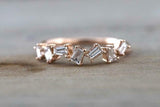 1.4ct Baguette Cut VVS1 Diamond Wedding Band 14k Rose Gold Over Dainty Stackable