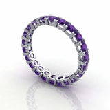 2.5ct Round Purple Amethyst Wedding Band Iced Full Eternity 14k White Gold Over