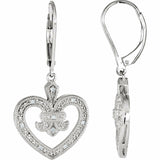 1ct Round Cut VVS1 Diamond Fleur-de-lis Drop Earring Women 14k White Gold Finish