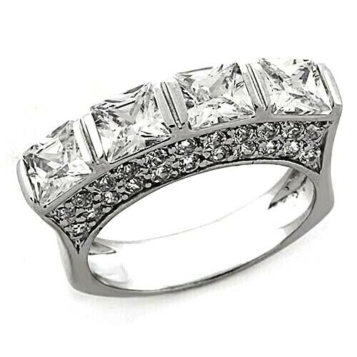 5Ct Princess Cut VVS1 Diamond Stackable Wedding Band Ring 14K White Gold Finish