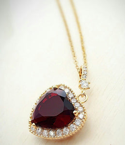 1ct Heart Cut Red Garnet Halo Love Valentine Gift Pendant 14k Yellow Gold Finish