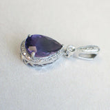 2ct Pear Cut Purple Amethyst Water Drop Pendant 14k White Gold Finish NO CHAIN