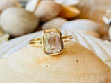 2ct Engagement Ring Emerald Cut Diamond Bezel Set Solitaire 14k Yellow Gold Over