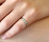 1ct Round Cut Alternate Green Emerald Diamond Wedding Band 14ct WhiteGold Finish