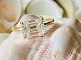 2.2ct Engagement Ring Emerald Cut Diamond Solitaire Promise 14k Yellow Gold Over