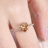 1ct Heart Cut Yellow Citrine Halo Solitaire Engagement Ring 14k Rose Gold Finish