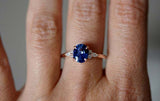 2.3ct Engagement Ring Oval Cut Blue Tanzanite Diamond Petite 14k RoseGold Finish