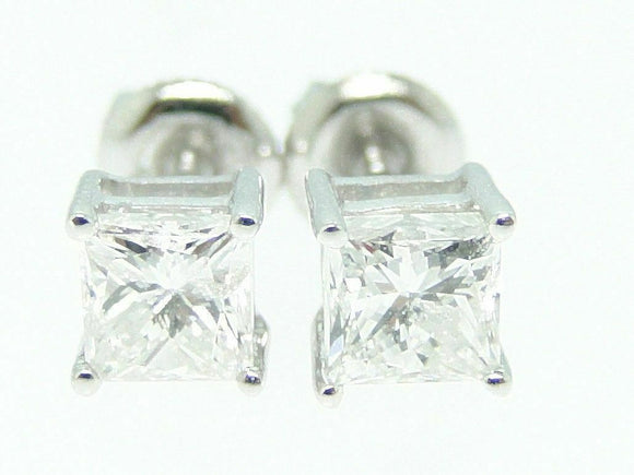 0.3ct Princess Cut VVS1D Diamond Solitaire Stud Earrings 14k White Gold Finish